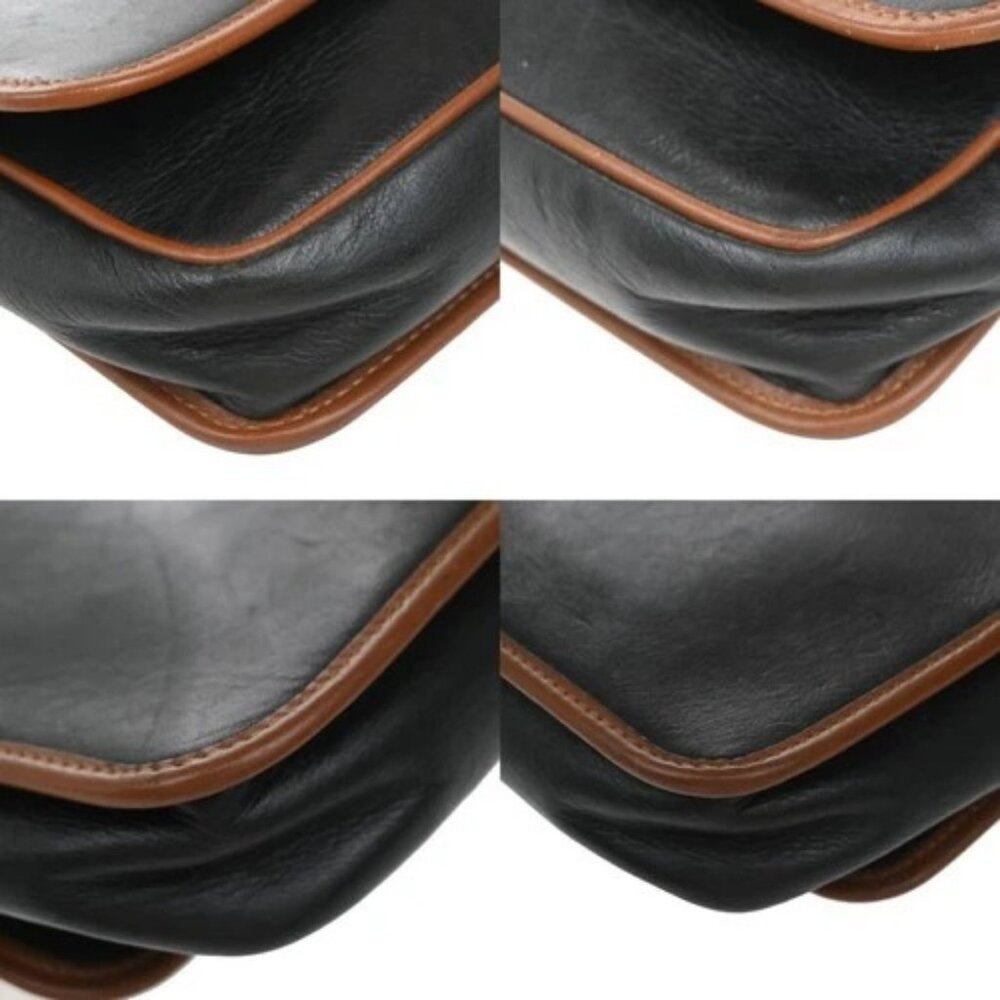 CELINE Logo Shoulder Bag Leather Black GHW Italy 66EG237 - Picture 7 of 15
